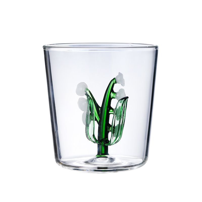 Tasses à jus d'orchidée 3D tasses à thé en verre borosilicate transparent