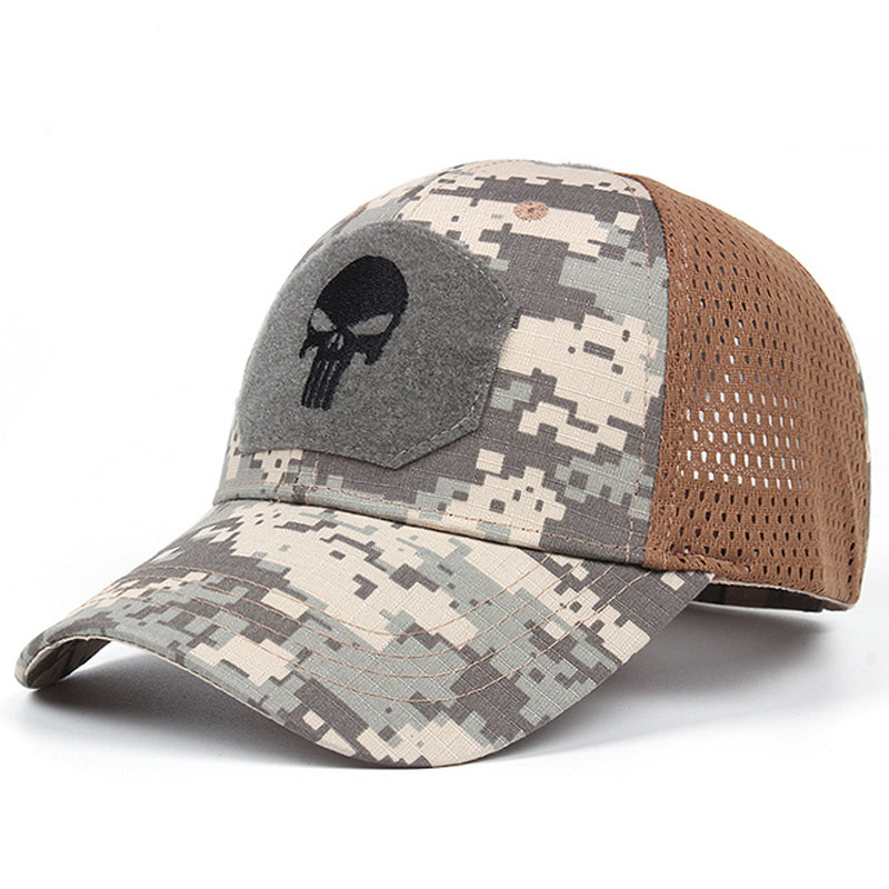 Casquette de baseball camouflage crâne personnalisée à 6 panneaux