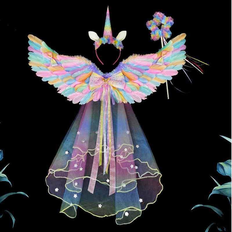 Aile de plumes de bébé ange avec LED