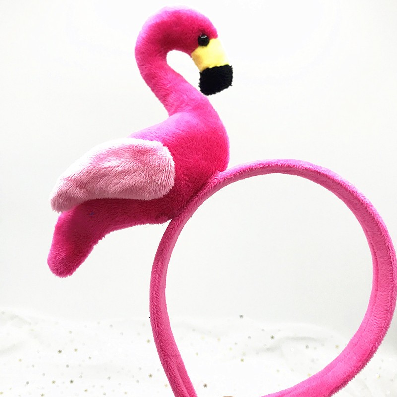 Bandeau pour enfants en tissu peluche flamant rose