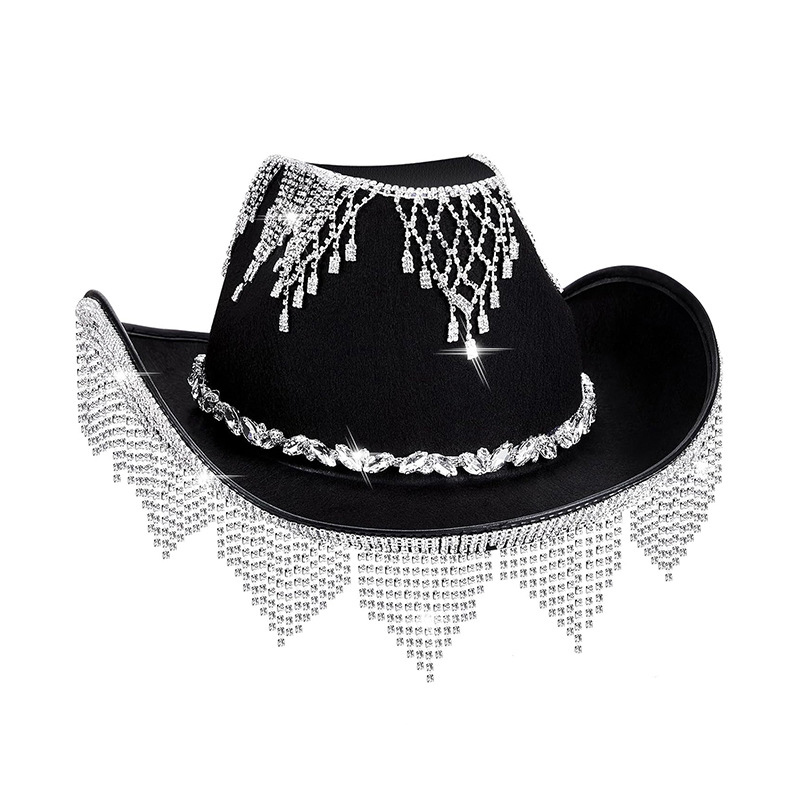 Chapeau de cowboy à franges scintillantes Bling Diamond