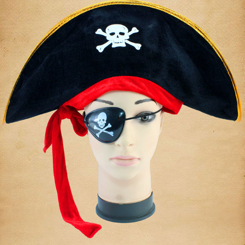 Chapeau de capitaine Chapeau de pirate plat avec bande rouge