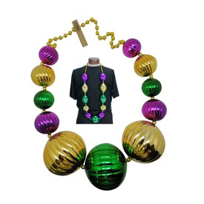 Bijoux de fête Mardi gras pas cher, collier boule géante