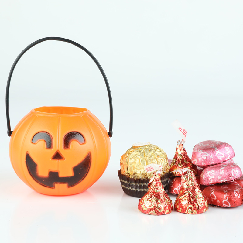 Pot à bonbons en plastique pour enfants, seau à citrouille Jack-o-lanterne