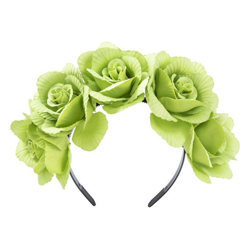 Bandeau coloré avec couronne de fleurs roses