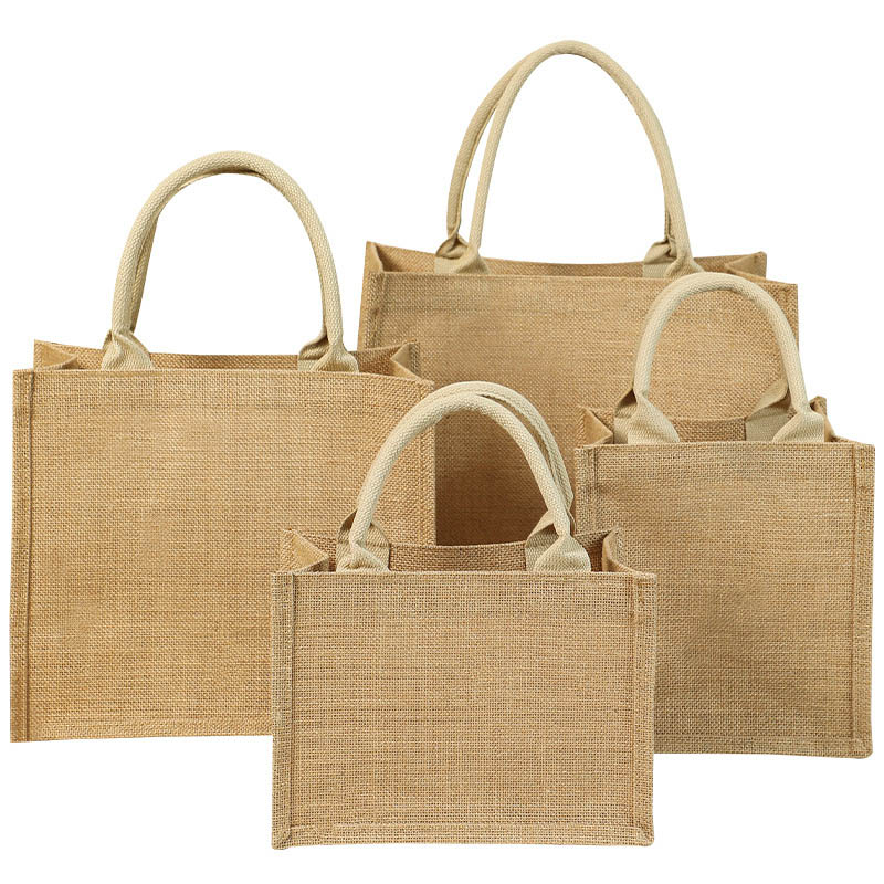 Sac fourre-tout en jute en toile de jute pour épicerie promotionnelle personnalisée