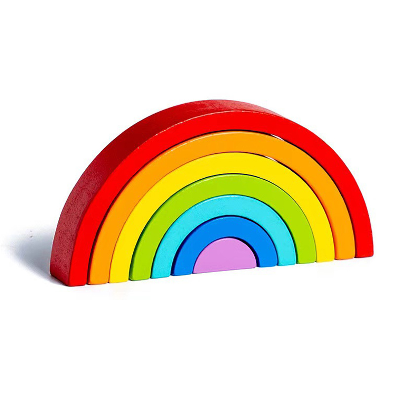 Jouet d'empileur arc-en-ciel en bois bricolage