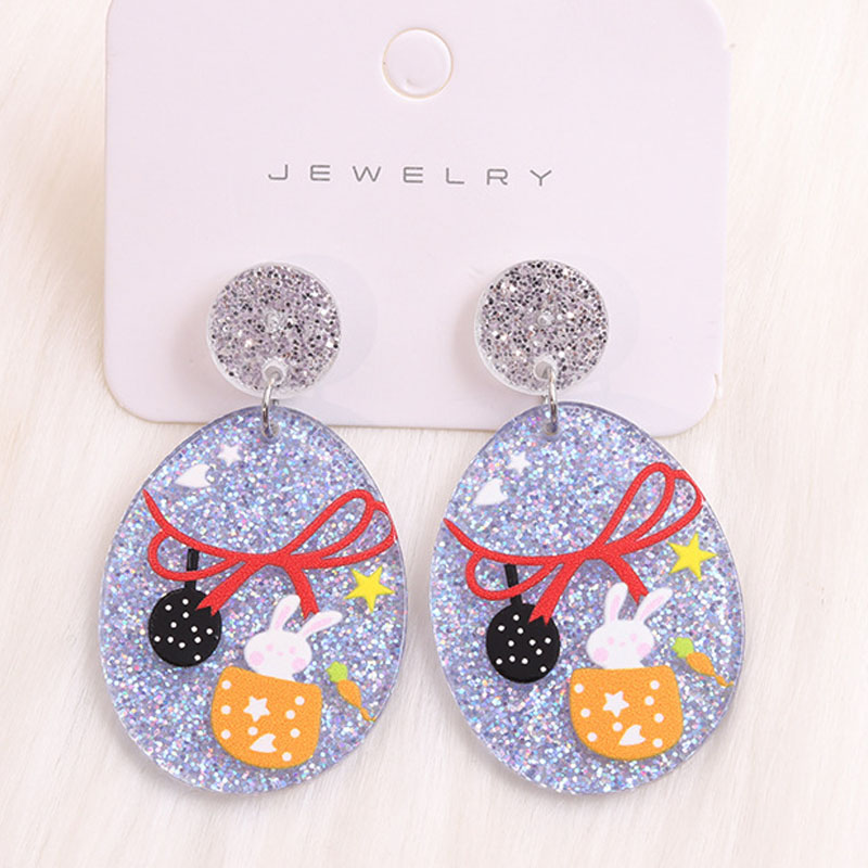 Boucles d'oreilles de Pâques en acrylique, œufs mignons, lapin