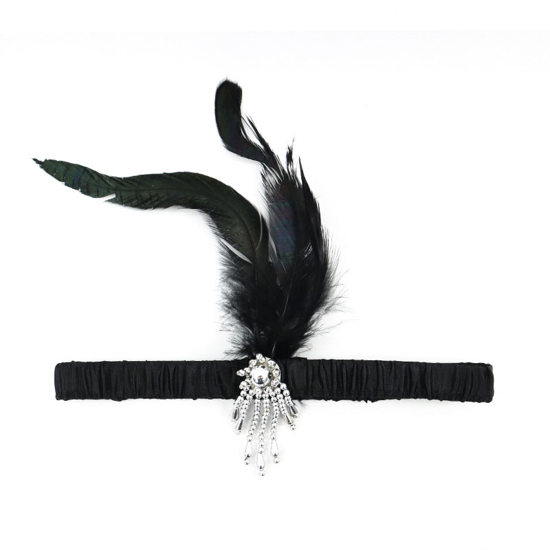 Bandeau de plumes, casque perlé