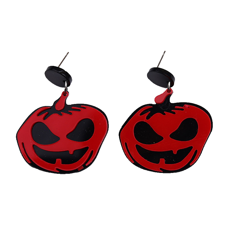 Boucles d'oreilles à tige en forme de crâne en acrylique pour femme, Halloween