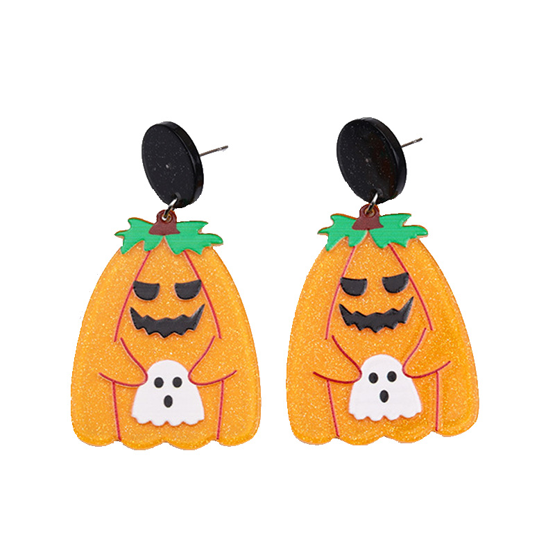 Boucles d'oreilles à paillettes citrouille mignonnes d'Halloween