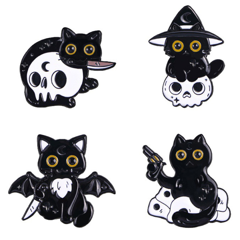 Broche chauve-souris chat noir, cadeau d'Halloween