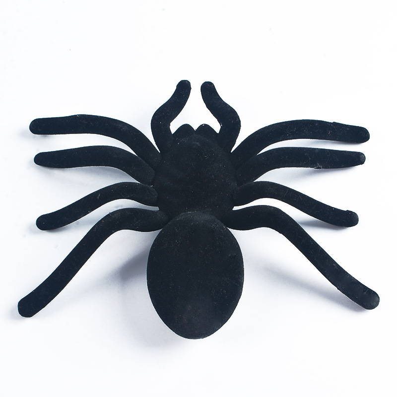 Grande araignée en peluche noire d'Halloween