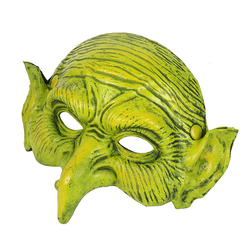 Demi-masque vert effrayant en mousse pour mascarade d'Halloween