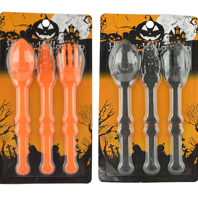 Vaisselle design squelette en plastique pour fête d'Halloween 17 cm