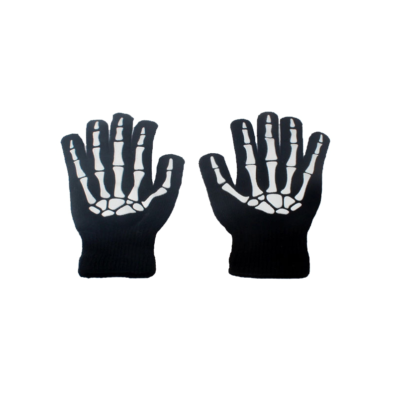 Gants lumineux d'impression squelette d'Halloween