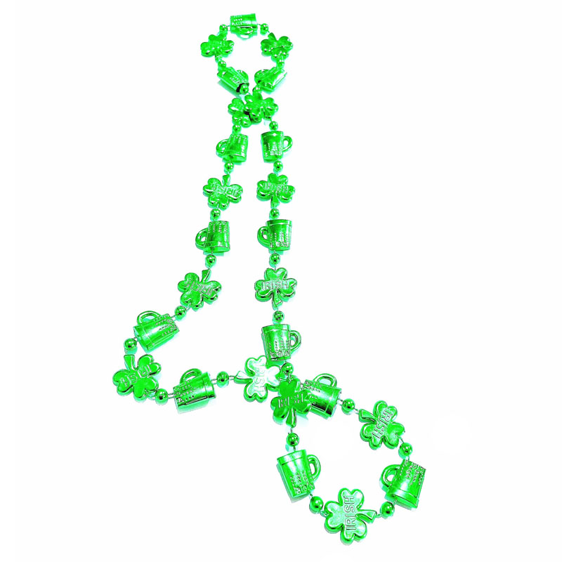 Colliers de perles en plastique Irish Green Shamrock