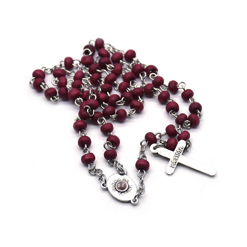 Collier de perles chapelet rouge dame vierge marie pour la prière