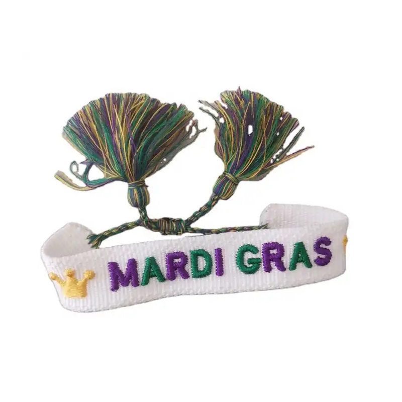 Bracelets de broderie de lettre de Mardi Gras