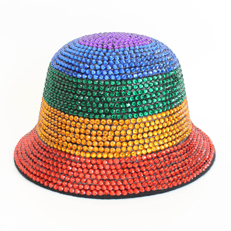 chapeau seau mardi gras strass violet vert or