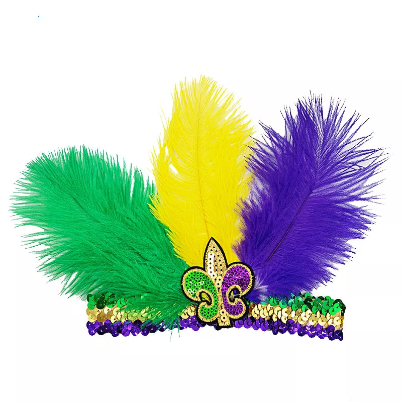 Bandeau à plumes pour femme Mardi Gras