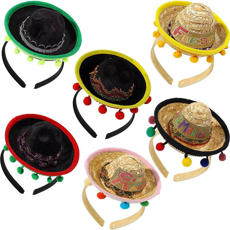 Chapeau de décoration de bouteille de chapeau d'animal de compagnie sombrero mexicain