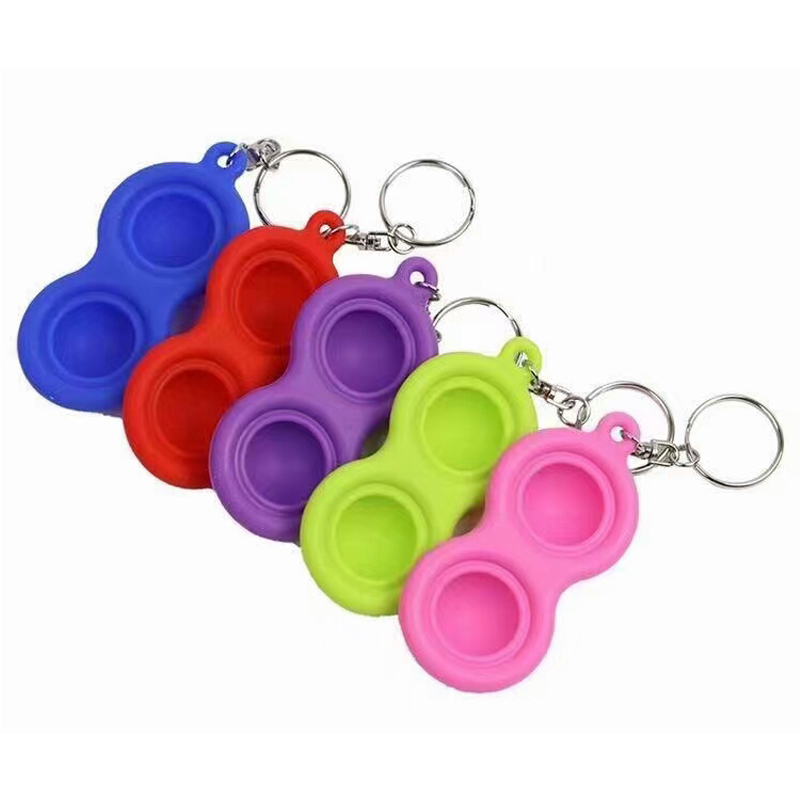 Mini porte-clés en silicone à fossettes simples, jouets fidget, push pop bubble fidget