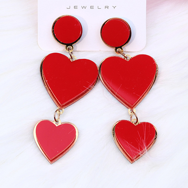 Boucles d'oreilles en or en forme d'amour multicouches