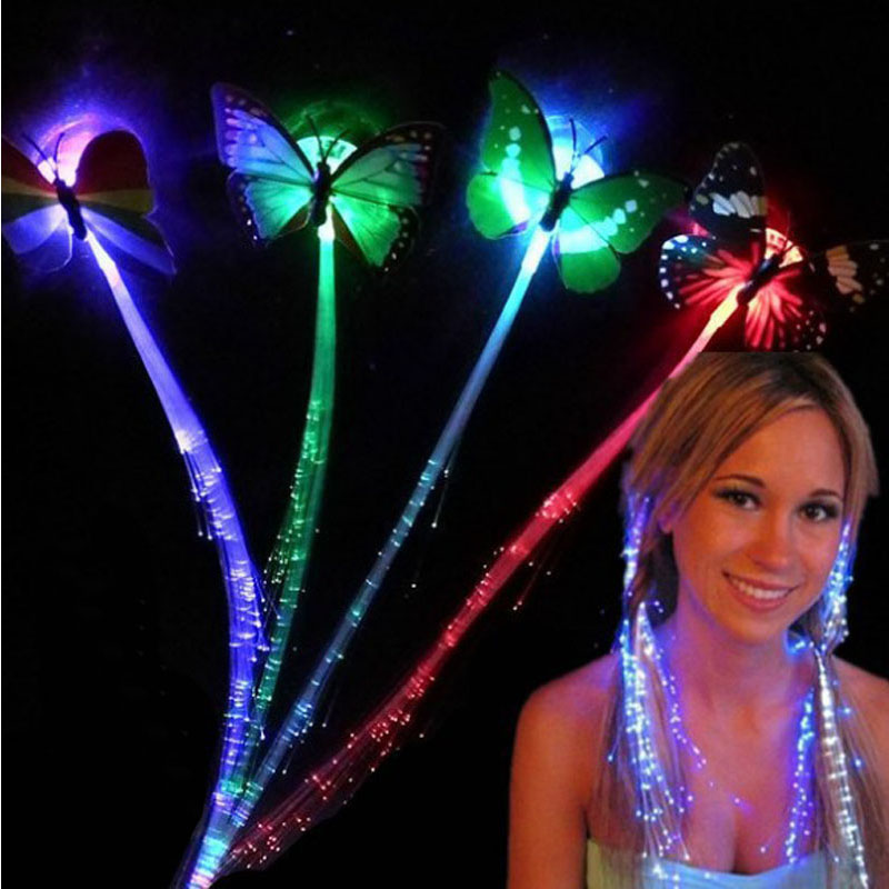 Tresse de cheveux LED à fibre optique clignotante pour cadeaux de fête