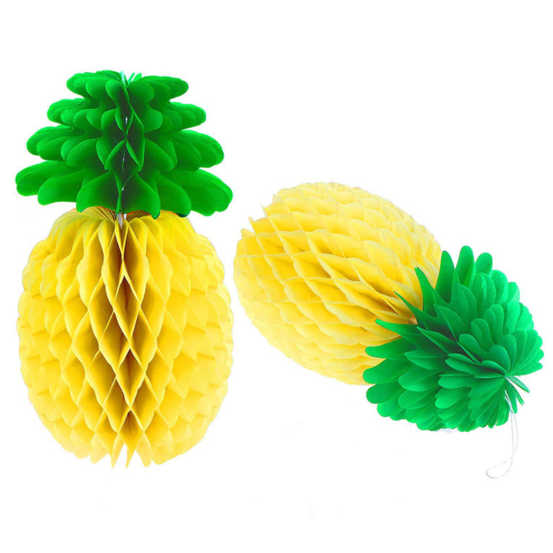 Lanterne boule en papier nid d'abeille en tissu ananas