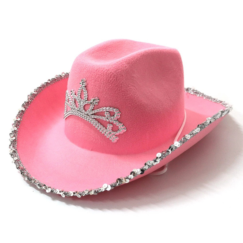 Chapeaux de cowboy de protection solaire en tissu blanc rose