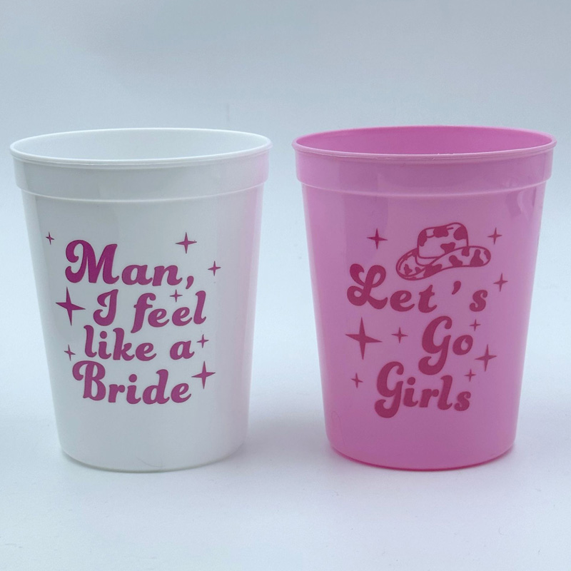 Tasse en plastique pour fête prénuptiale de cow-girl, thème rétro des années 70, pour enterrement de vie de jeune fille