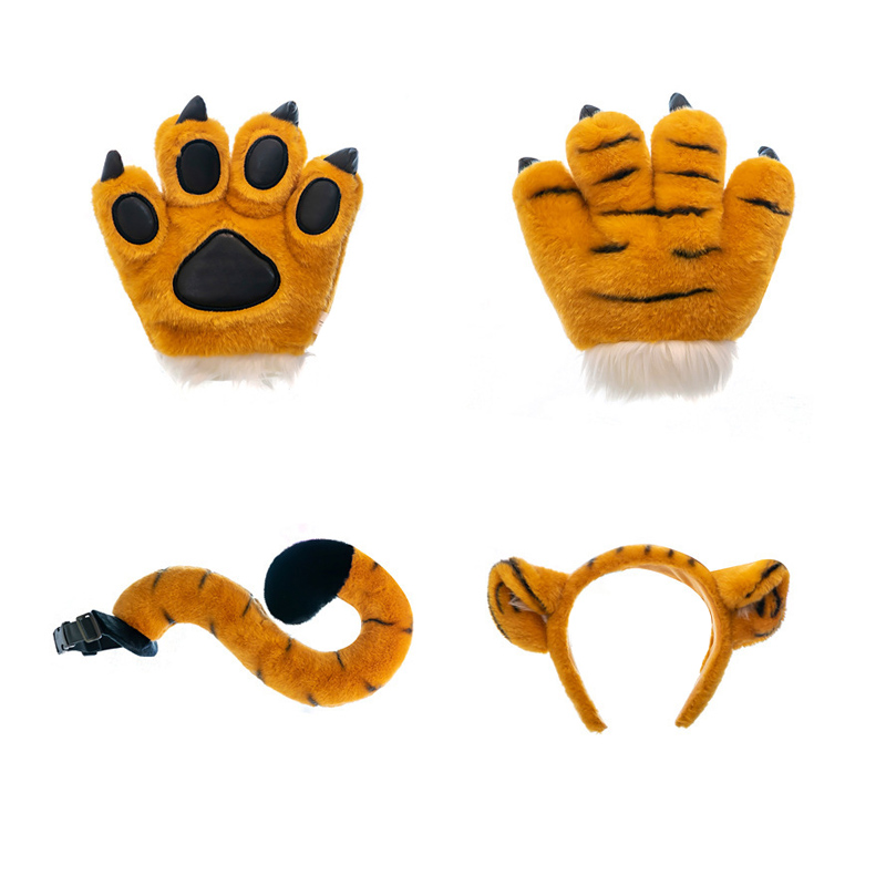 Ensemble de jouets de queue en peluche tigre de tigre de tigre