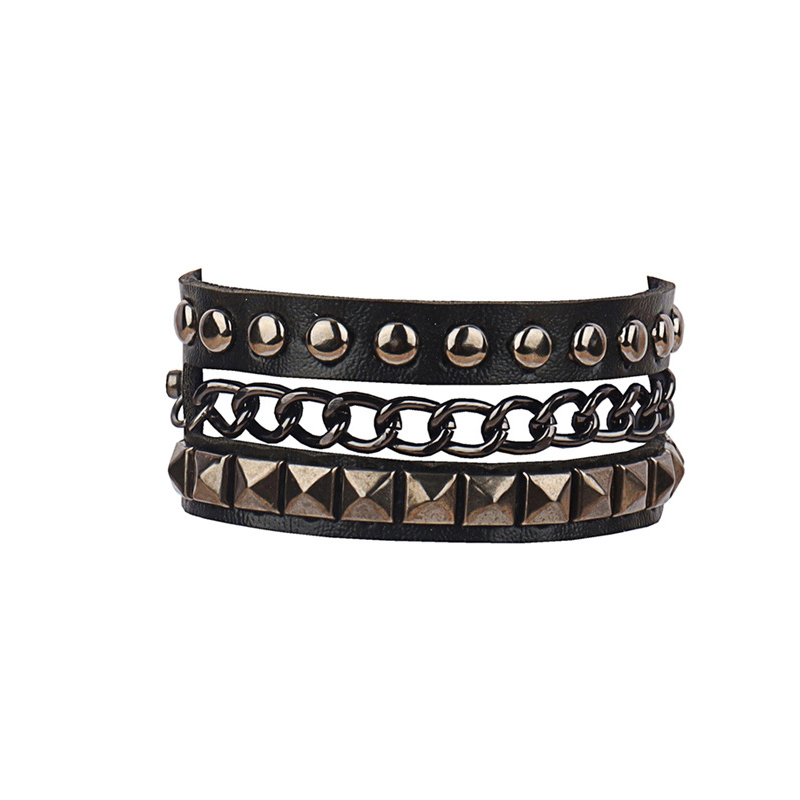 Bracelet clouté en cuir PU