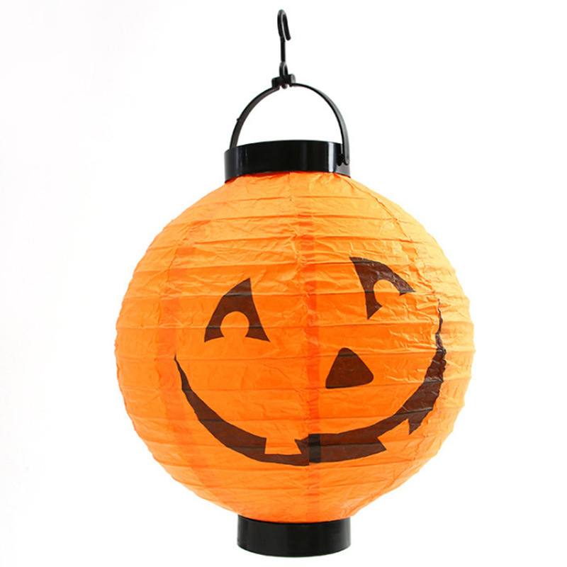 Lanterne en papier citrouille avec lumière LED pour la décoration d'Halloween