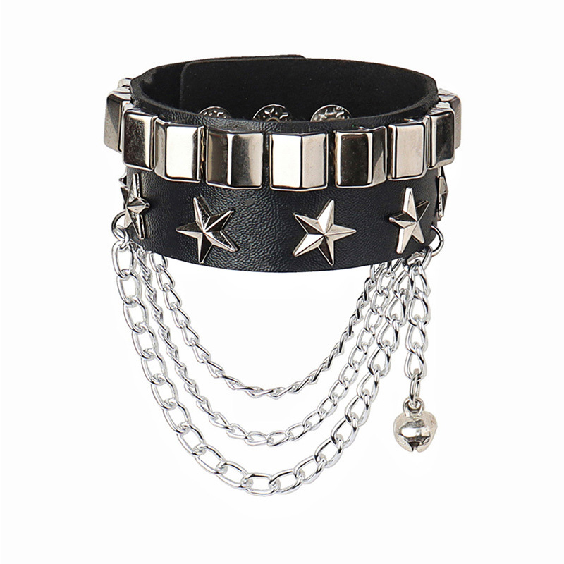 Bracelet en cuir rocheux punk