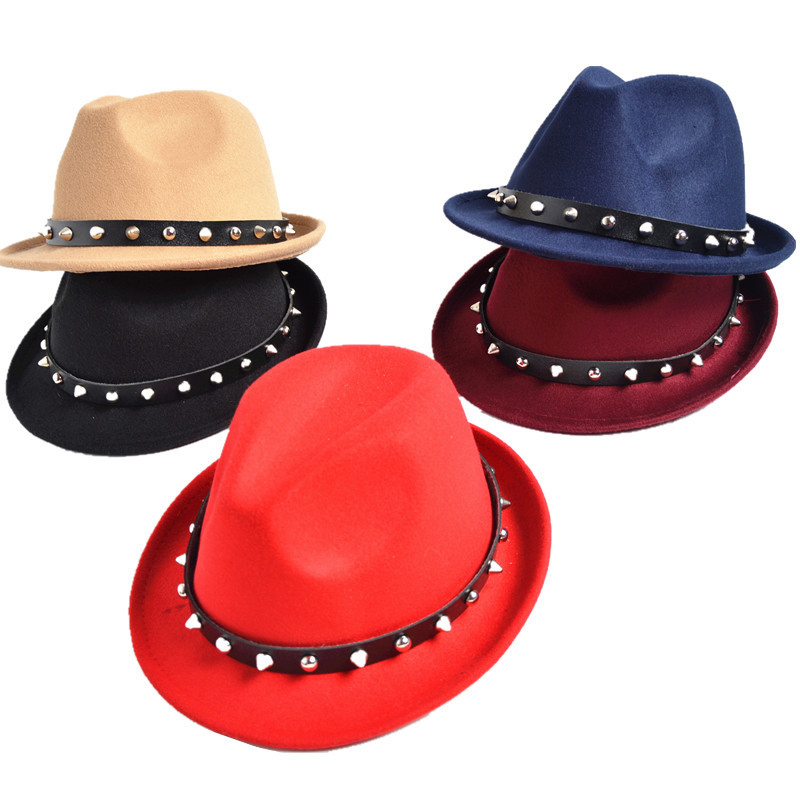 Chapeau en feutre de laine Punk Western automne hiver