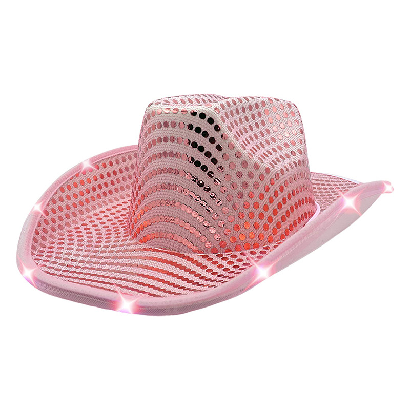 Chapeau de cowboy Sequin avec lumière LED