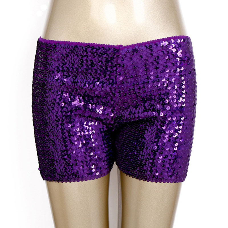 Short de danse de couleur unie à paillettes brillantes