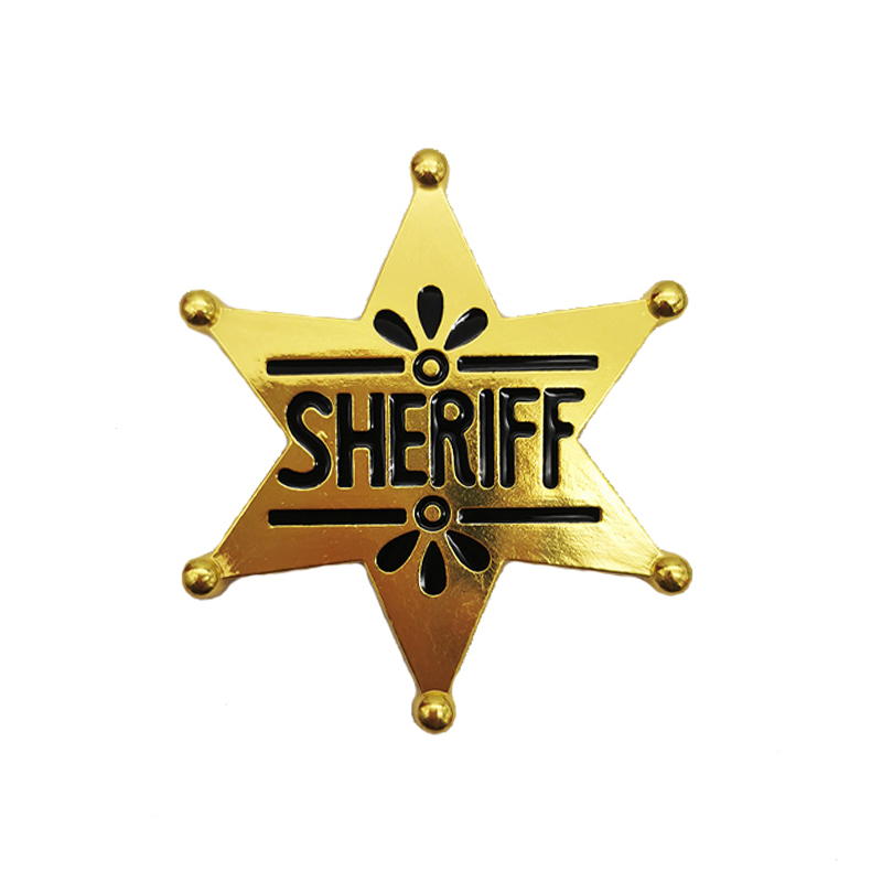 Polices en étoiles à six points broche de badge de shérif de gilet