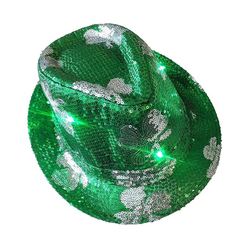 Chapeaux Fedora de la Saint-Patrick avec chapeaux de cowboy à paillettes