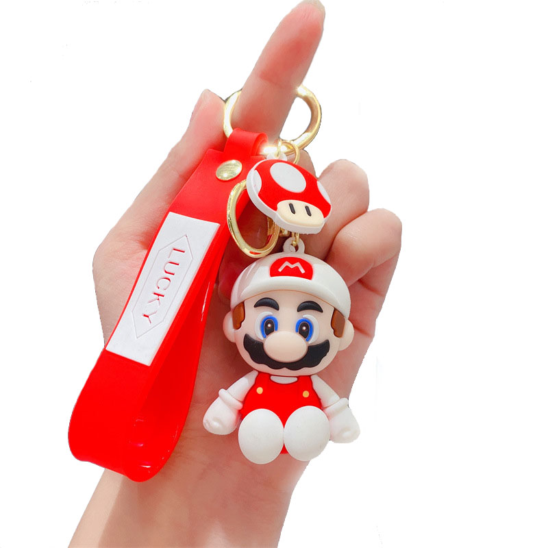 Super Mario jeu Mario bros Luigi champignon personnage poupées mignon dessin animé porte-clés sac de voiture mode pendentif collection ornements