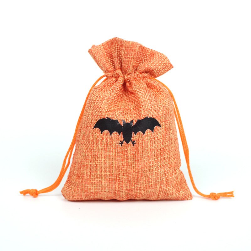 Sac de jute à sublimation avec cordon de serrage pour Halloween, sac à bonbons pour enfants