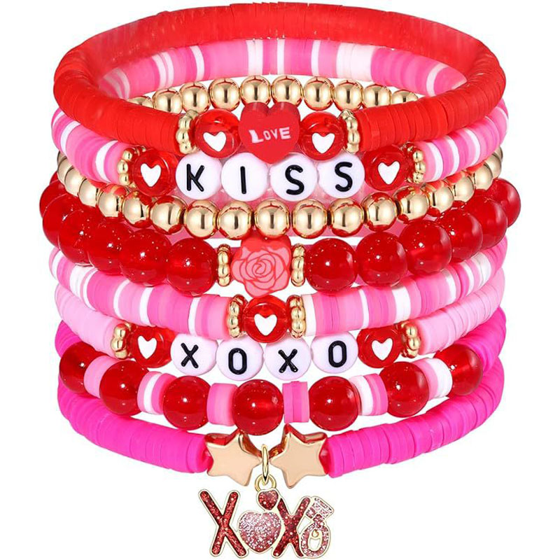 Ensemble de bijoux de bracelets multicouches de la Saint-Valentin