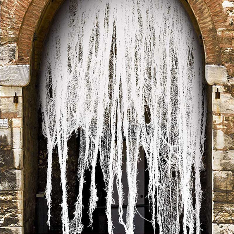 Tissu de fil à grande grille en gaze effrayante d'Halloween blanche